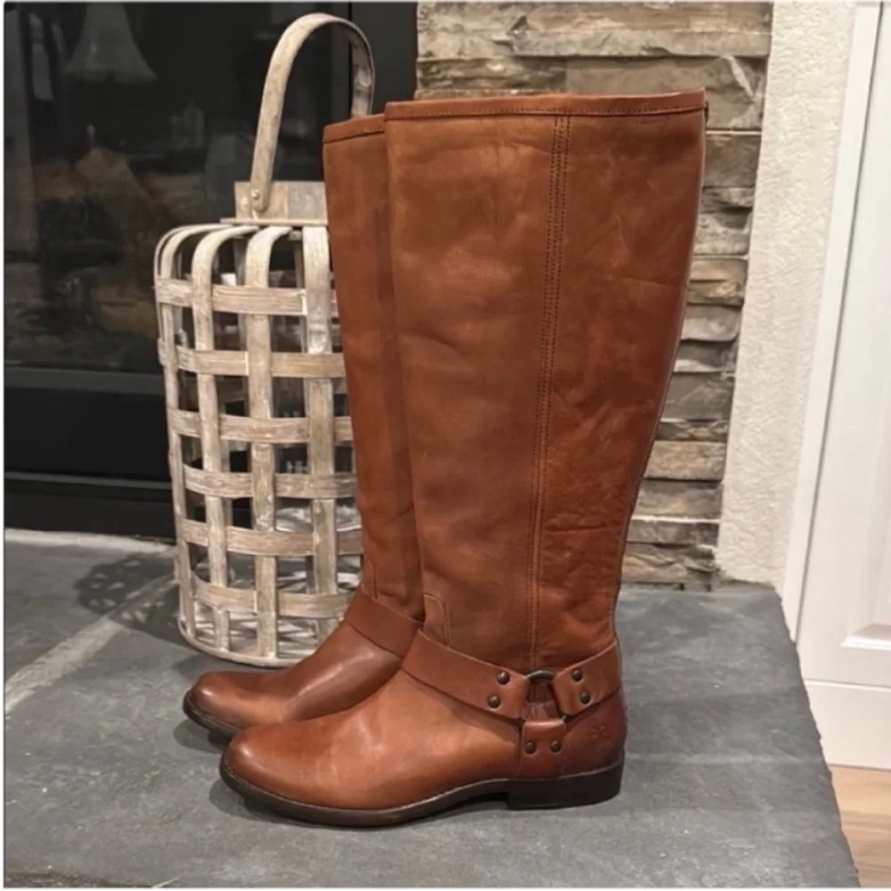 Frye Brown Leather Moto Boots
